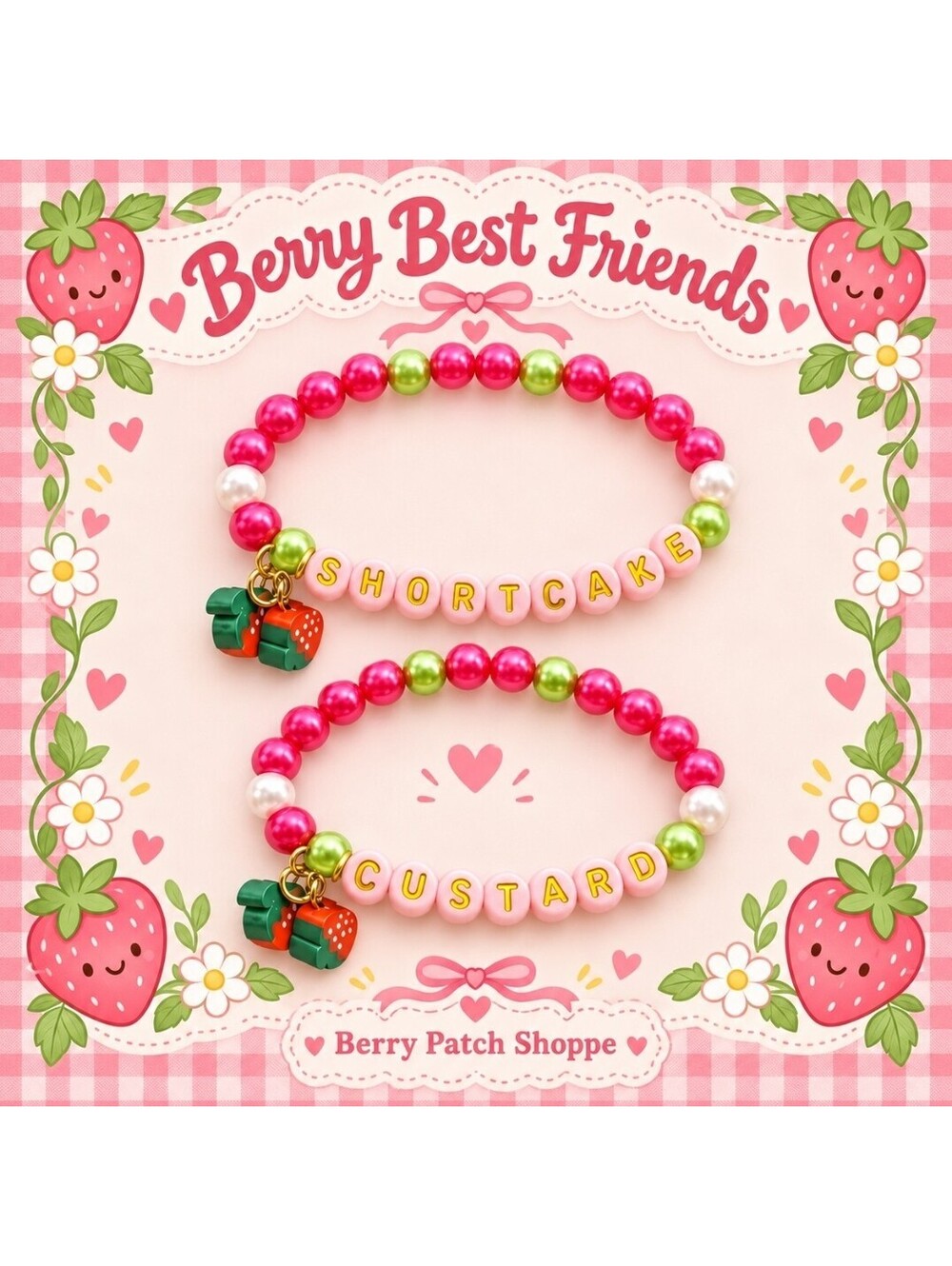 Strawberry Shortcake & Custard Bestie's Stackable Friendship Bracelets